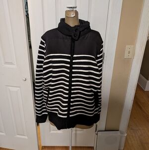 Ann Taylor Loft Lou and Grey Sweater Jacket, Size Medium/Large, Black and White